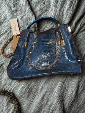 Calin Collection Vegan Croc Embossed Satchel – Brand New With Tags